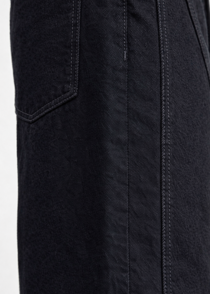 3D Arc-Cut Wide-Leg Black Trousers｜BM-B-138