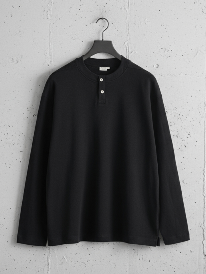 Henley Neck Long Sleeve T-Shirt｜BM-T-114