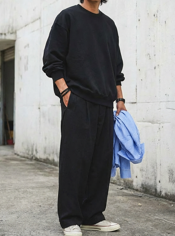 Double Pleats Draped Wide Pants ｜BM-B-122
