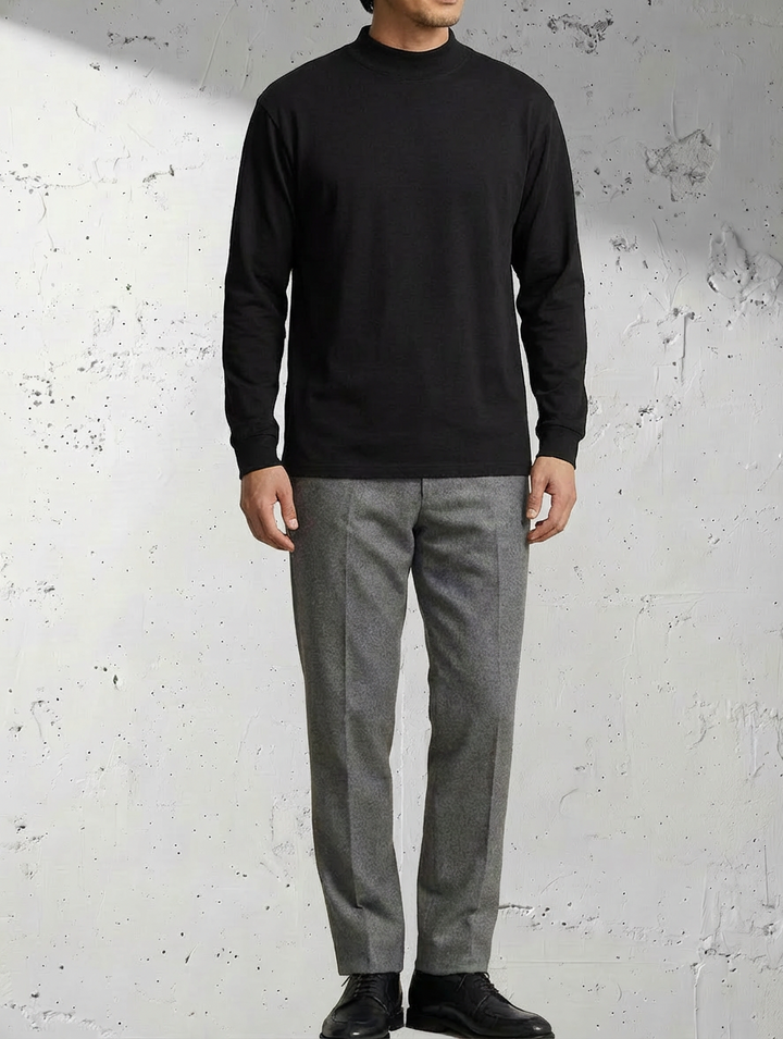 Premium 300g Cotton Mock Neck Long Sleeve｜BM-T-140