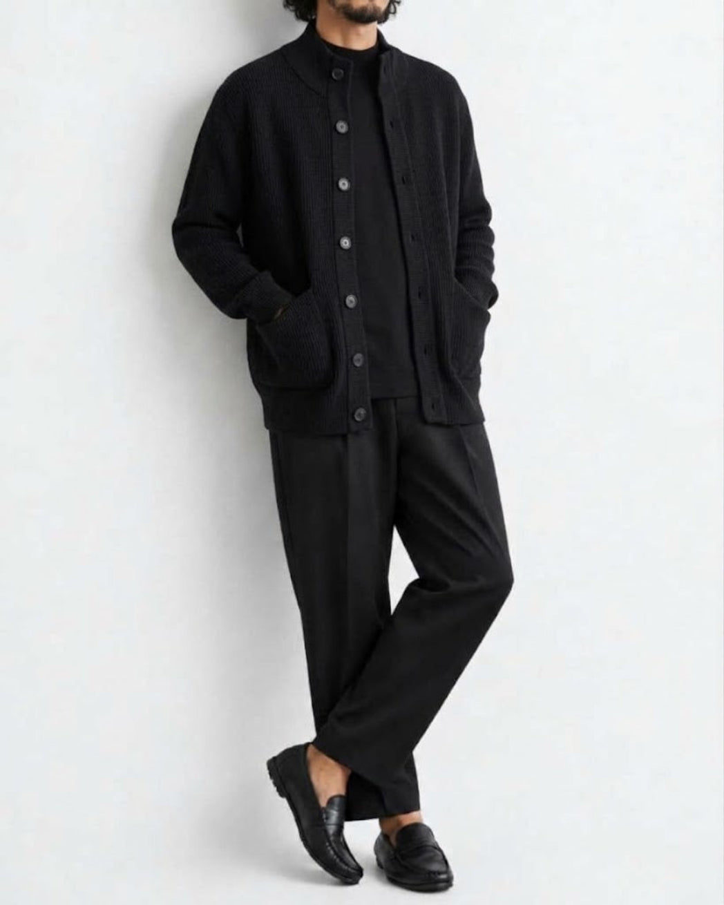 Mockneck Textured Knit Cardigan Jacket｜BM-T-175