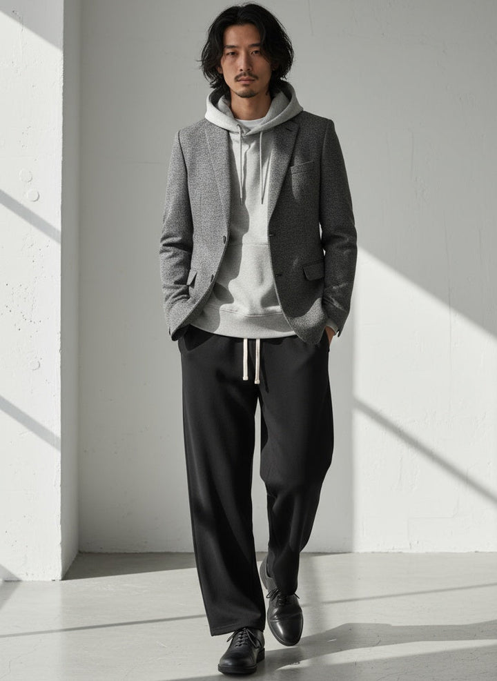 Relaxed Fit Twill Warm Sweatpants｜BM-B-113