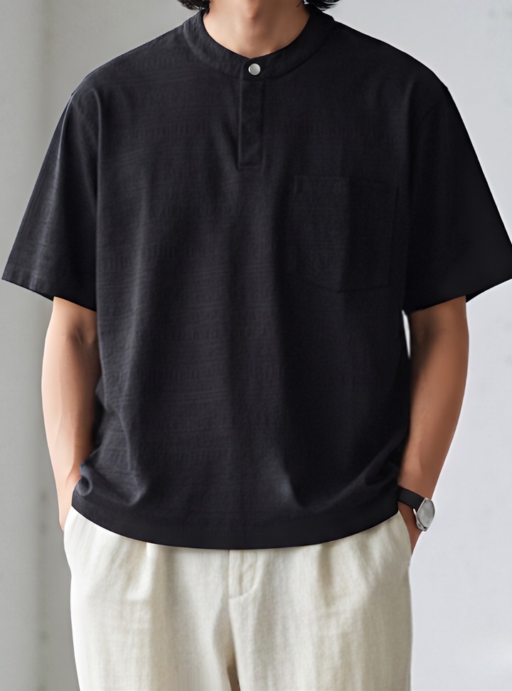 Soft Breathable Relaxed Henley Tee｜BM-T-124