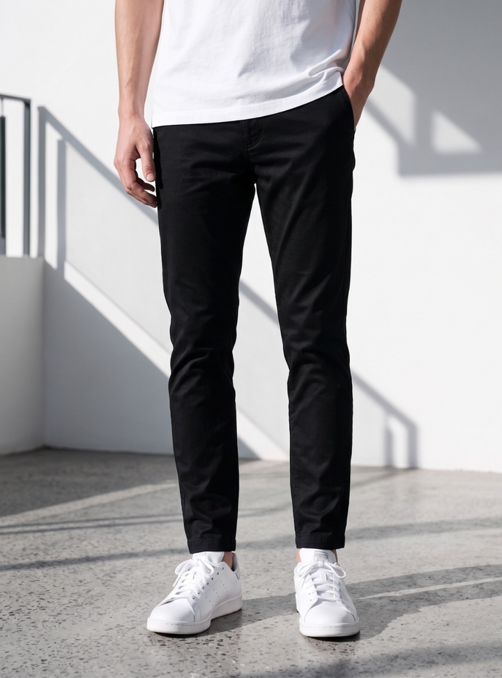 Slim Tapered Chino Black Pants｜BM-B-142
