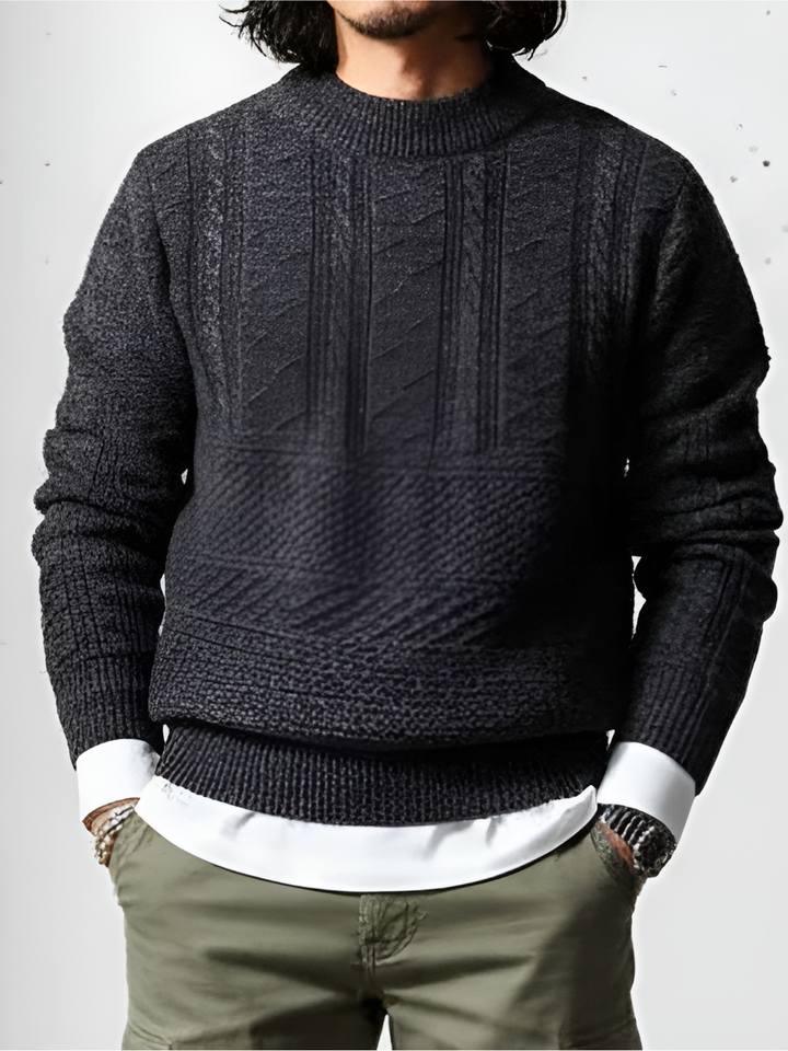Half Neck Pullover Aran Sweater｜BM-T-119