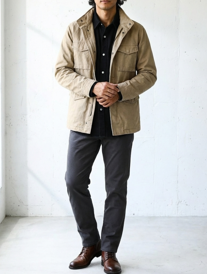 Vintage Black Modern Workwear Shirt｜BM-T-133