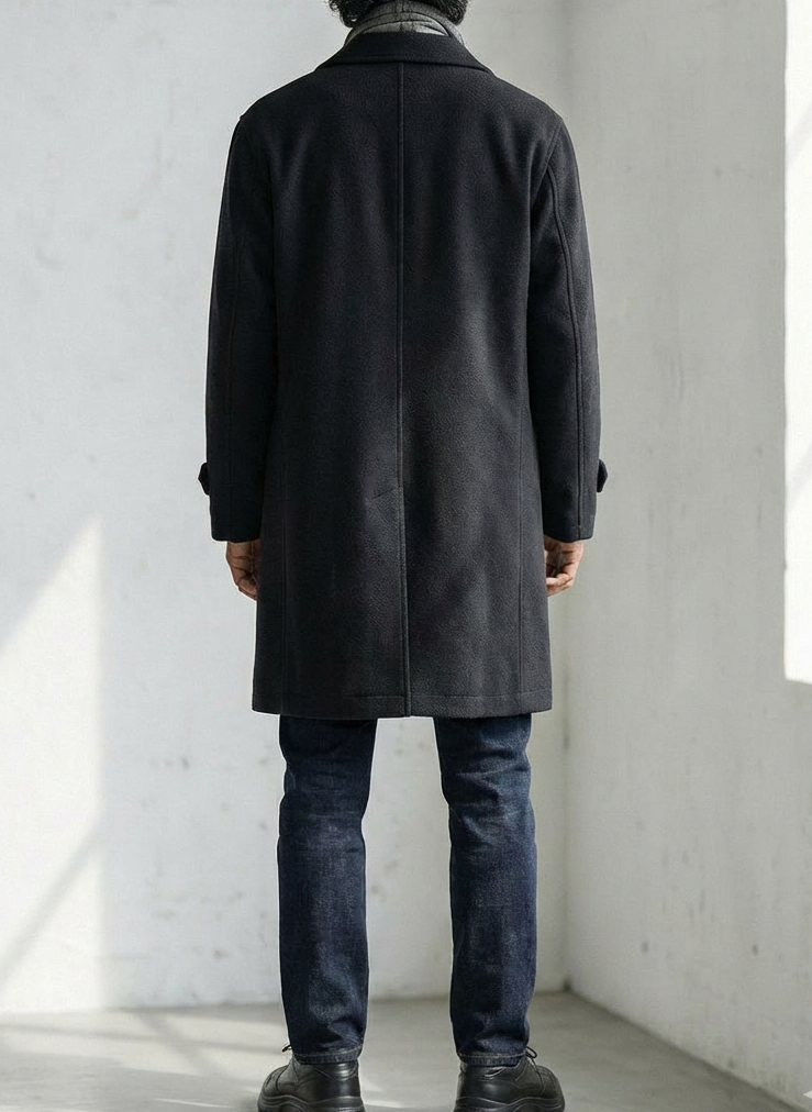 Herringbone Padded Mid-length Wool Coat｜BM-O-128