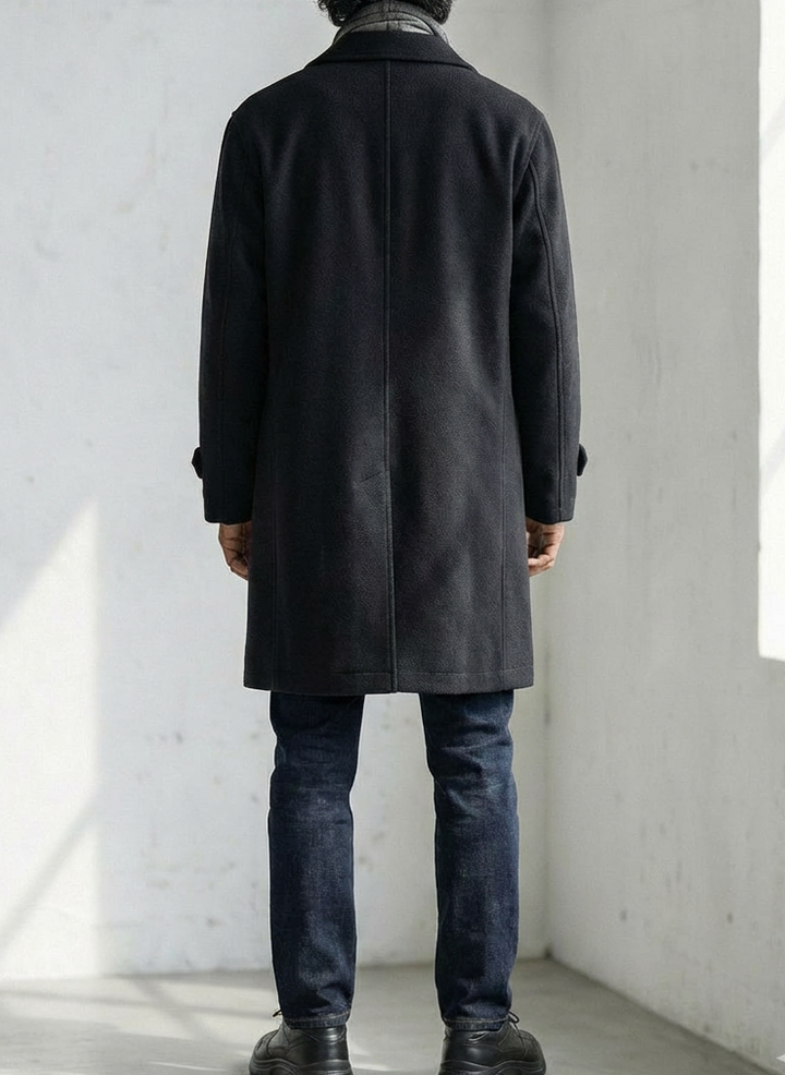 Herringbone Padded Mid-length Wool Coat｜BM-O-128