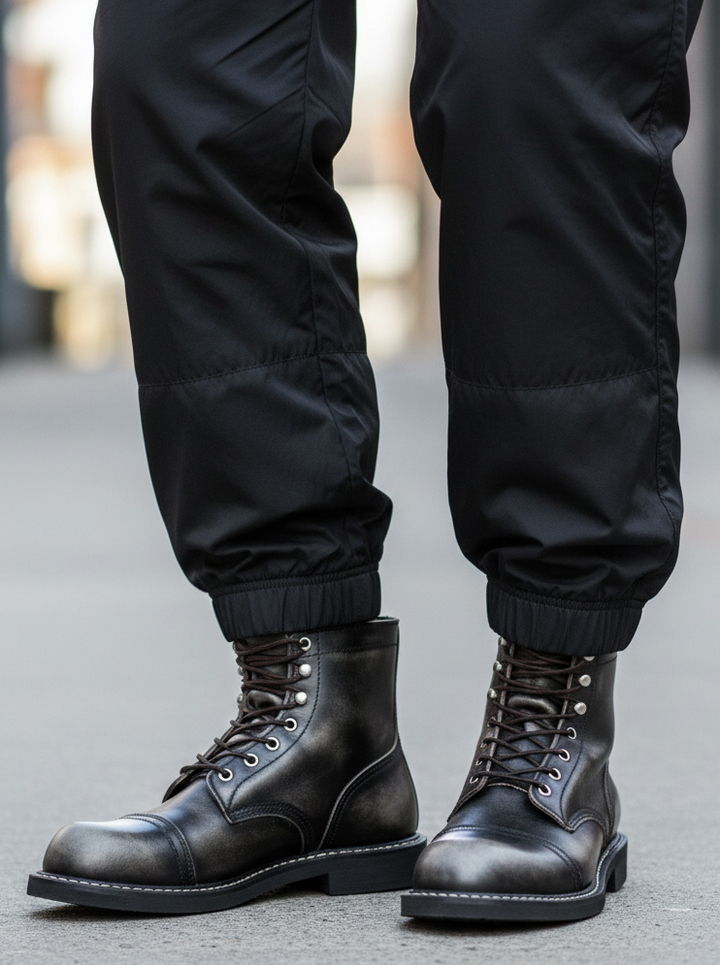 Black Custom Edition Leather Combat Boots｜BM-SH-19