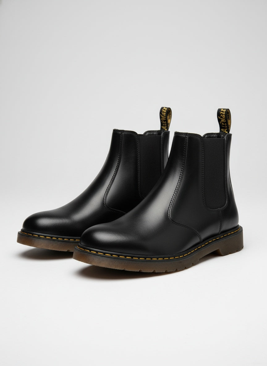 とてもハンサム Side Gore Black Mid-Top Leather boots｜BM-SH-14 – BOZBRO