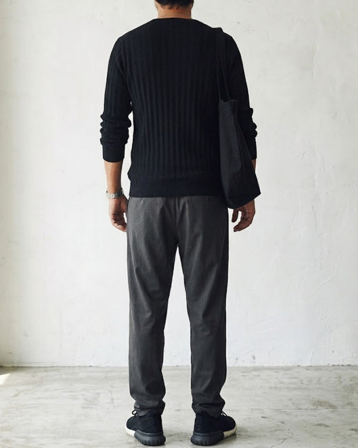 Ribbed Henley Neck Layered Knit Sweater｜BM-T-186