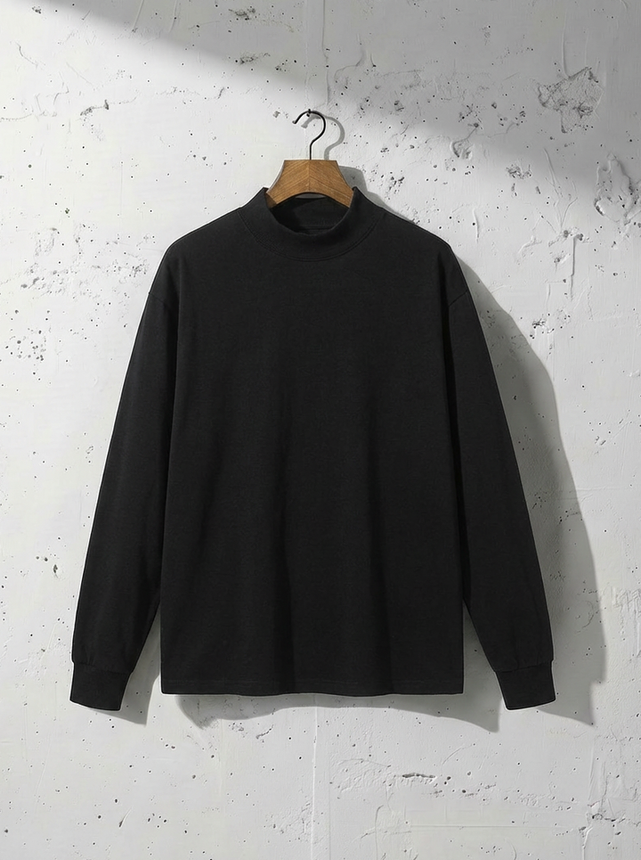 Premium 300g Cotton Mock Neck Long Sleeve｜BM-T-140