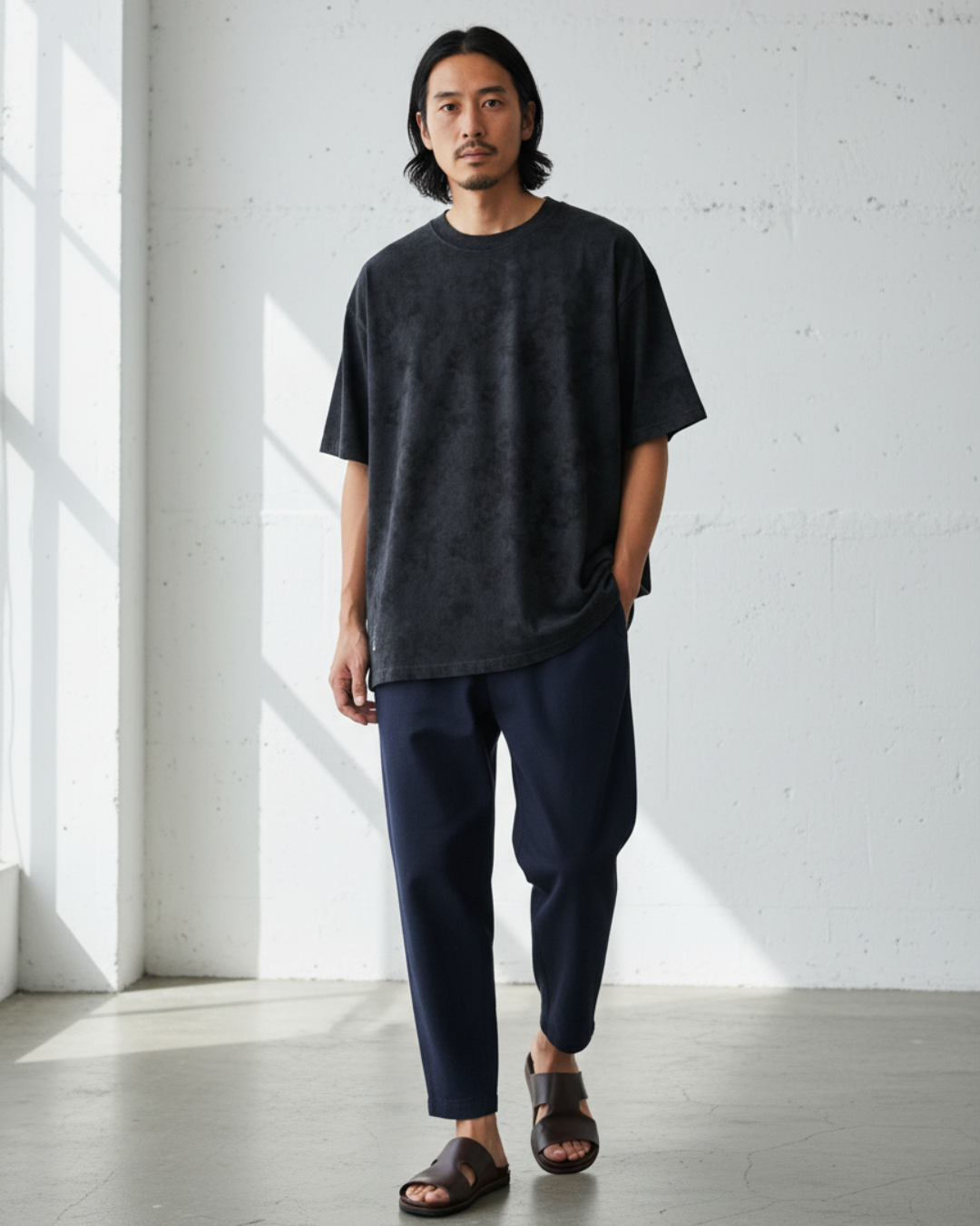 Vintage Texture Washed Half Sleeve Tee｜BM-T123