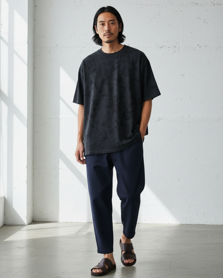Vintage Texture Washed Half Sleeve Tee｜BM-T123