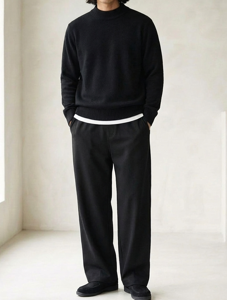 Plush Fleece Half-Turtleneck Sweater｜BM-T-129