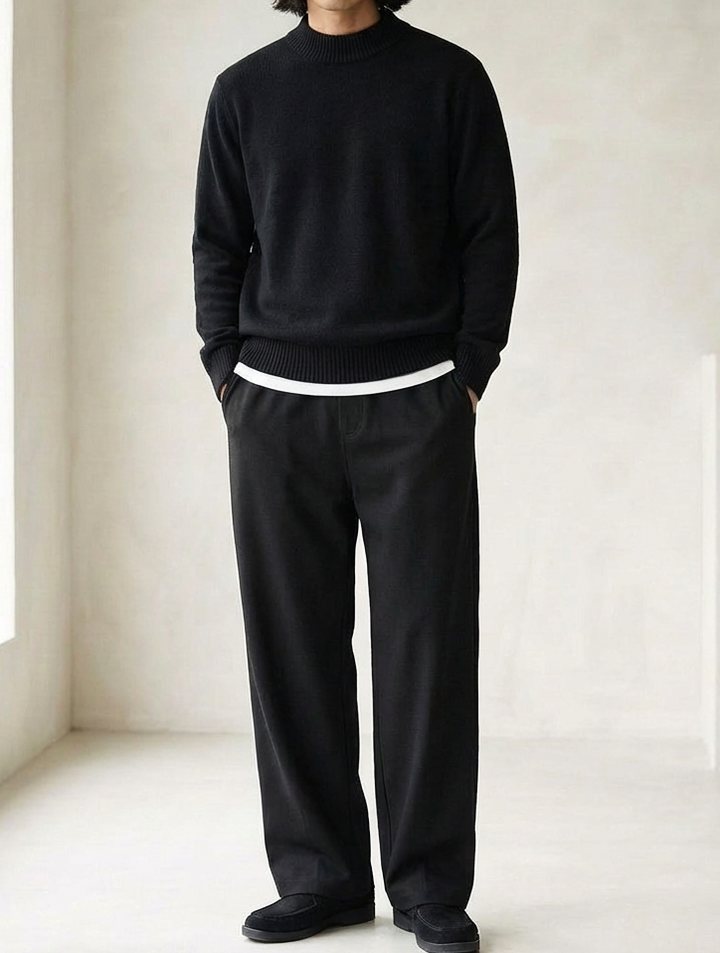 Plush Fleece Half-Turtleneck Sweater｜BM-T-129