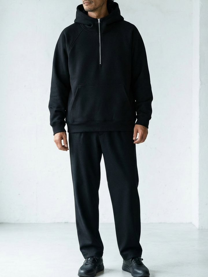 Fleece Pullover Hoodie Half Zip Design｜BM-T-127