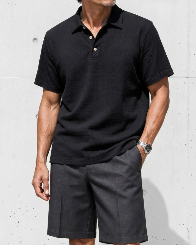 Urban Commute Solid Black Polo｜BM-T-166