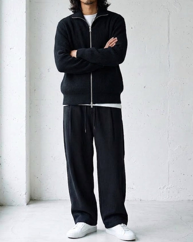 Dense-Rib Stand Collar Zip Knit｜BM-T-180