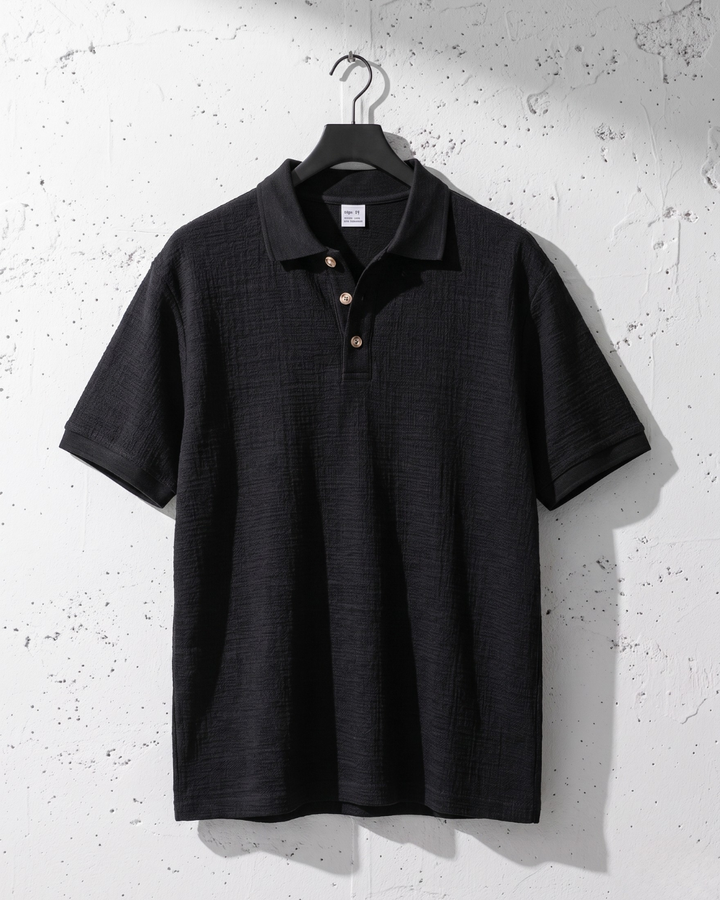 Urban Commute Solid Black Polo｜BM-T-166