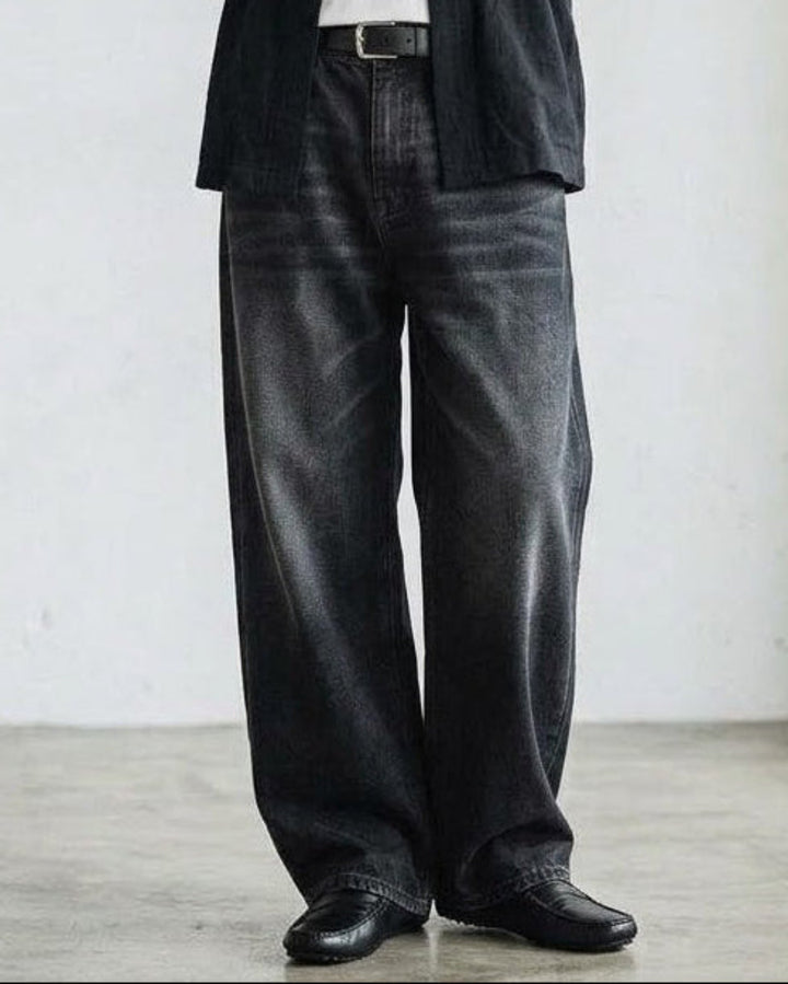Worn-In Wash Black Drop-Curve Denim｜BM-B-156