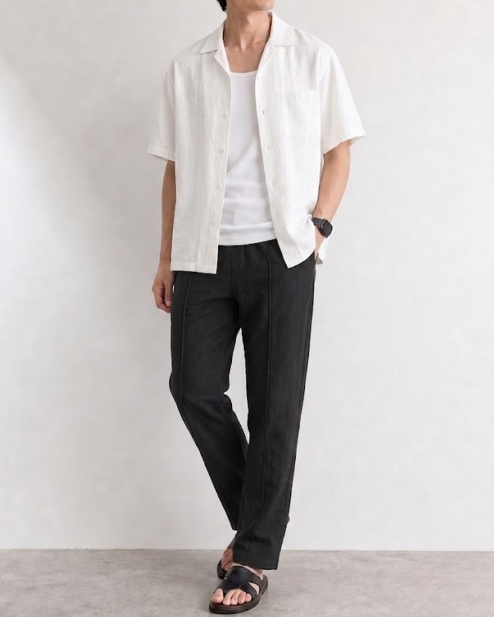 Air-Flow Linen Loose Straight Trousers｜BM-B-148