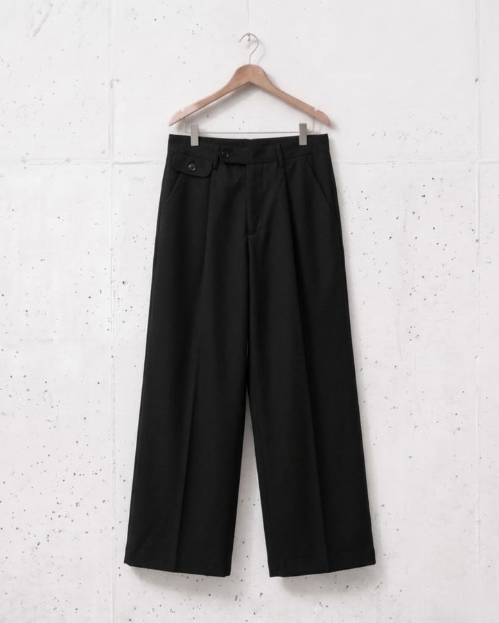 Pleated Wide Straight Leg Tailored Trousers｜BM-B-158