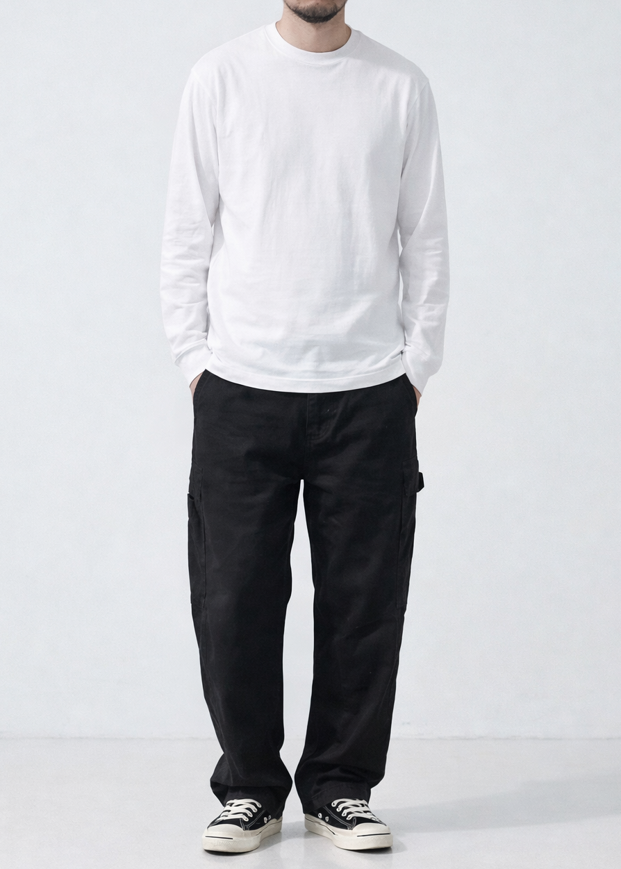 Vintage-Washed Pearl Canvas Work Pants｜BM-B-137