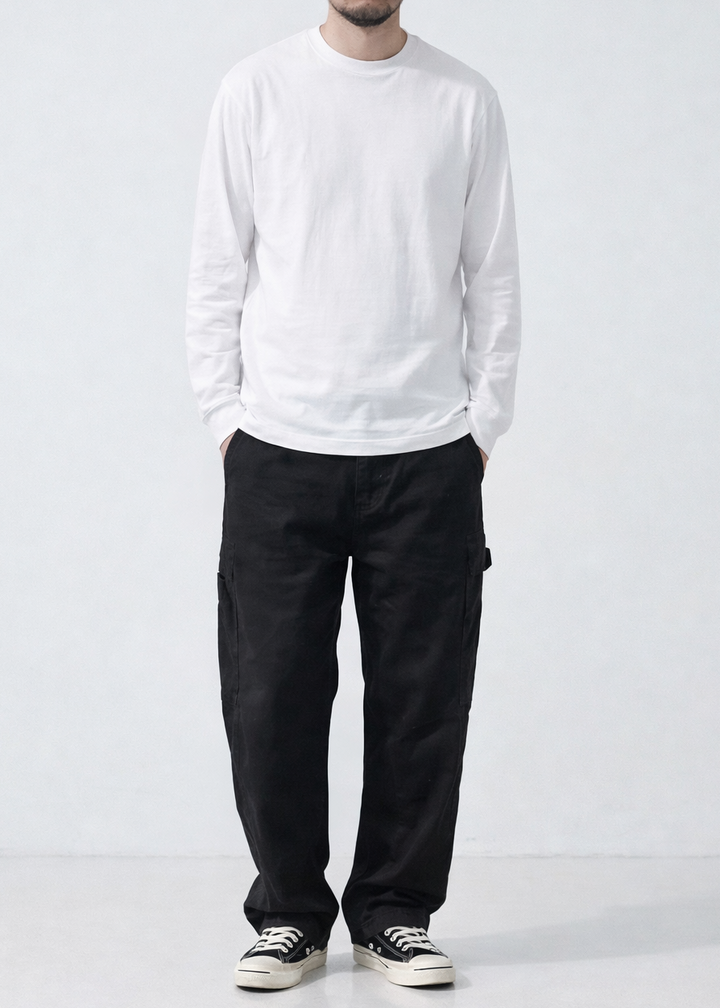 Vintage-Washed Pearl Canvas Work Pants｜BM-B-137