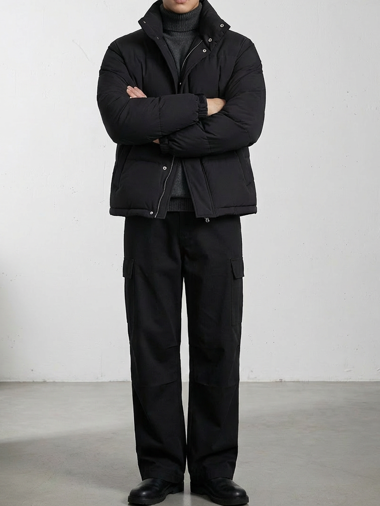 Padded Warm Jacket Black Casual｜BM-O-117