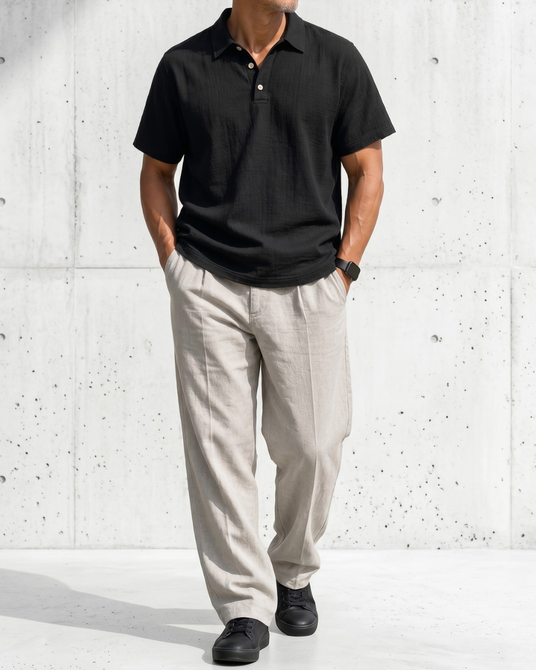 Urban Commute Solid Black Polo｜BM-T-166