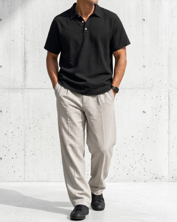 Urban Commute Solid Black Polo｜BM-T-166