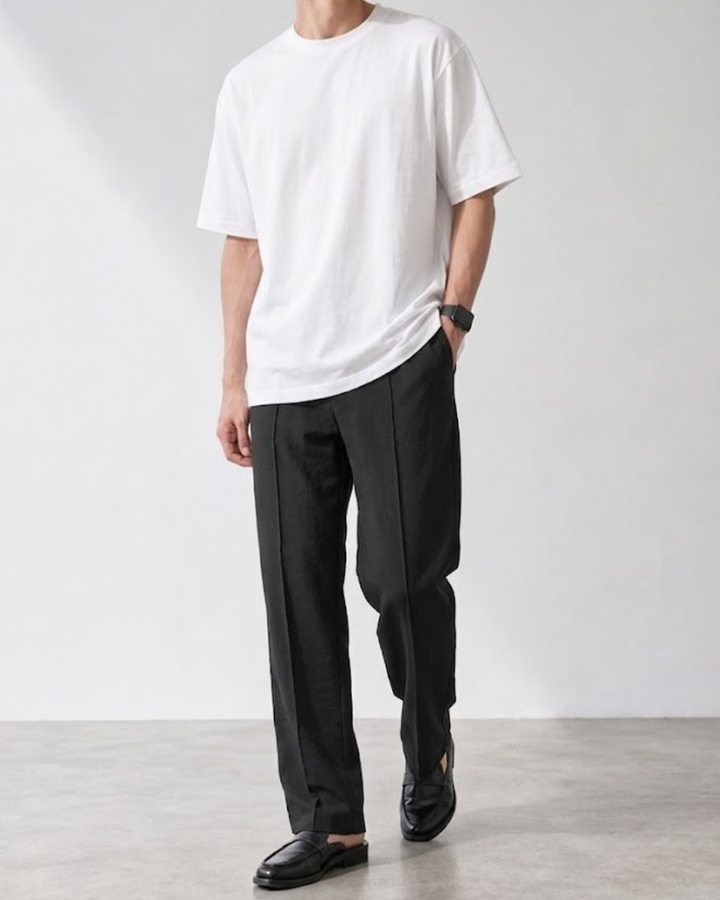 Air-Flow Linen Loose Straight Trousers｜BM-B-148