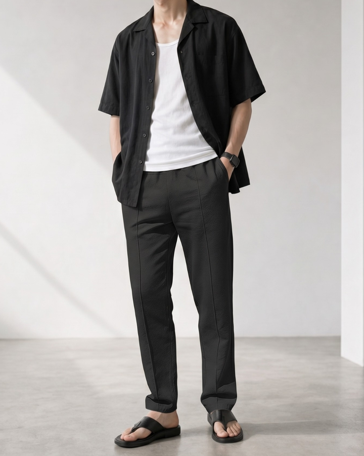 Air-Flow Linen Loose Straight Trousers｜BM-B-148