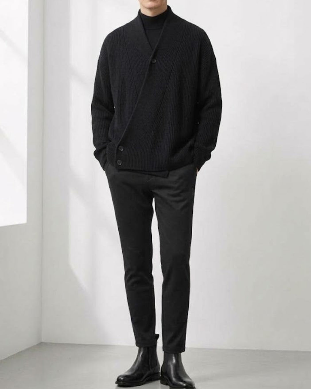 Asymmetric Wrap Front Knit Cardigan｜BM-T-185