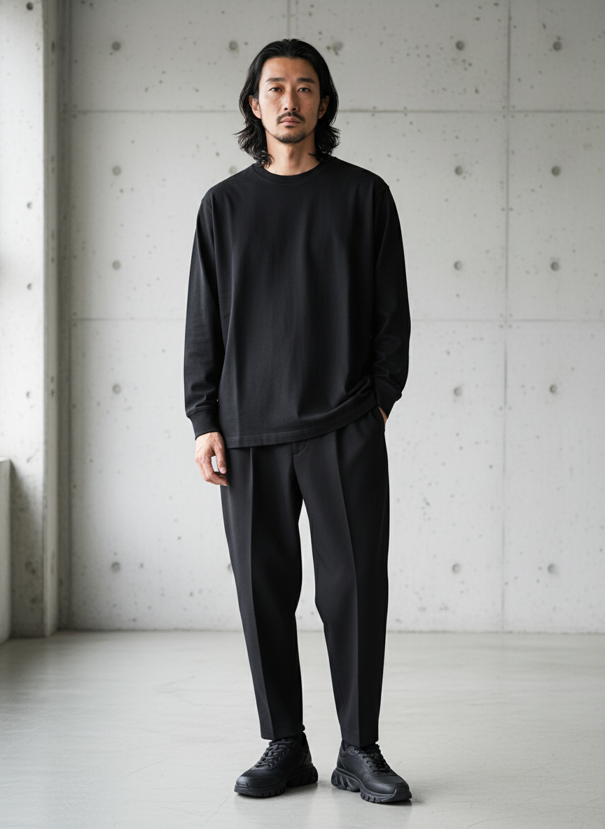 Soft Washed Crewneck Long Sleeve Tee｜BM-T-122