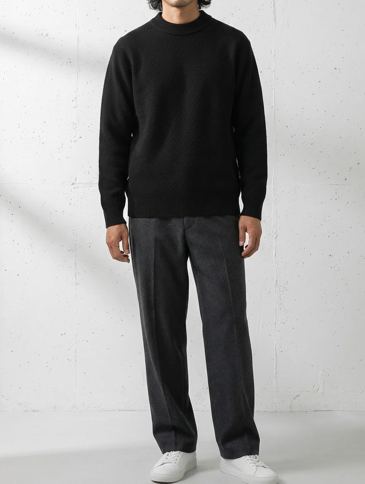 Fleece Knit Pullover Half Neck Sweater｜BM-T-136