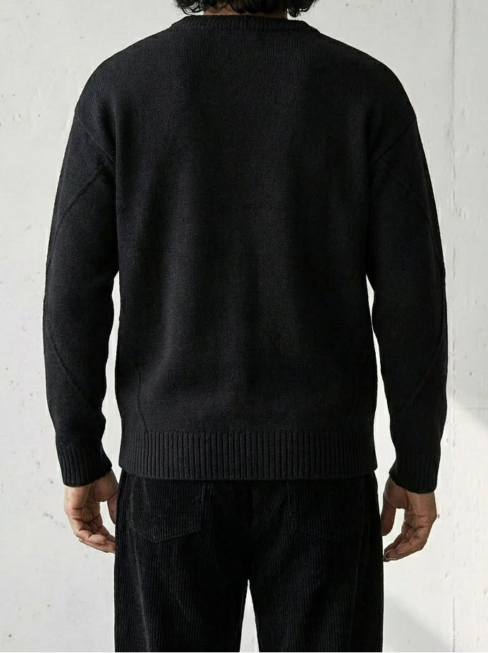 Warm Solid Texture Round Neck Sweater｜BM-T-132