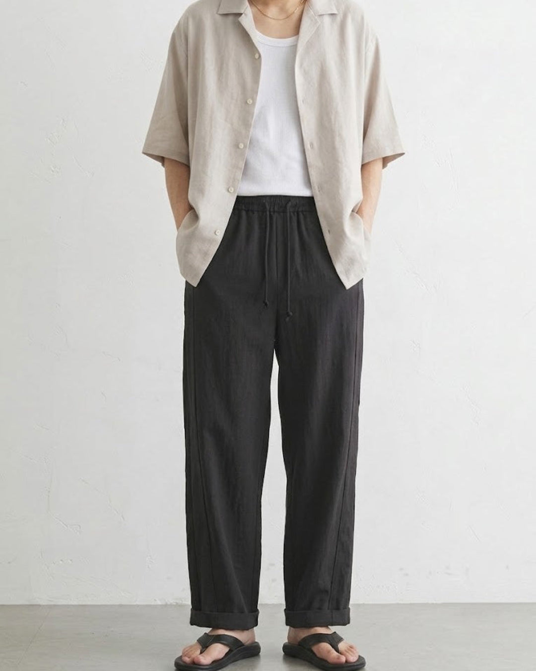 Lyocell-Linen Side-Seam Fluid Trousers｜BM-B-150