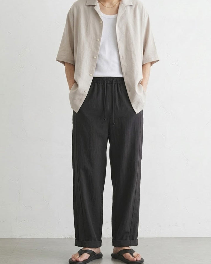 Lyocell-Linen Side-Seam Fluid Trousers｜BM-B-150