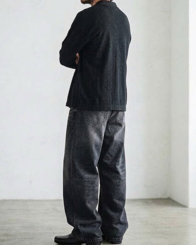 Worn-In Wash Black Drop-Curve Denim｜BM-B-156