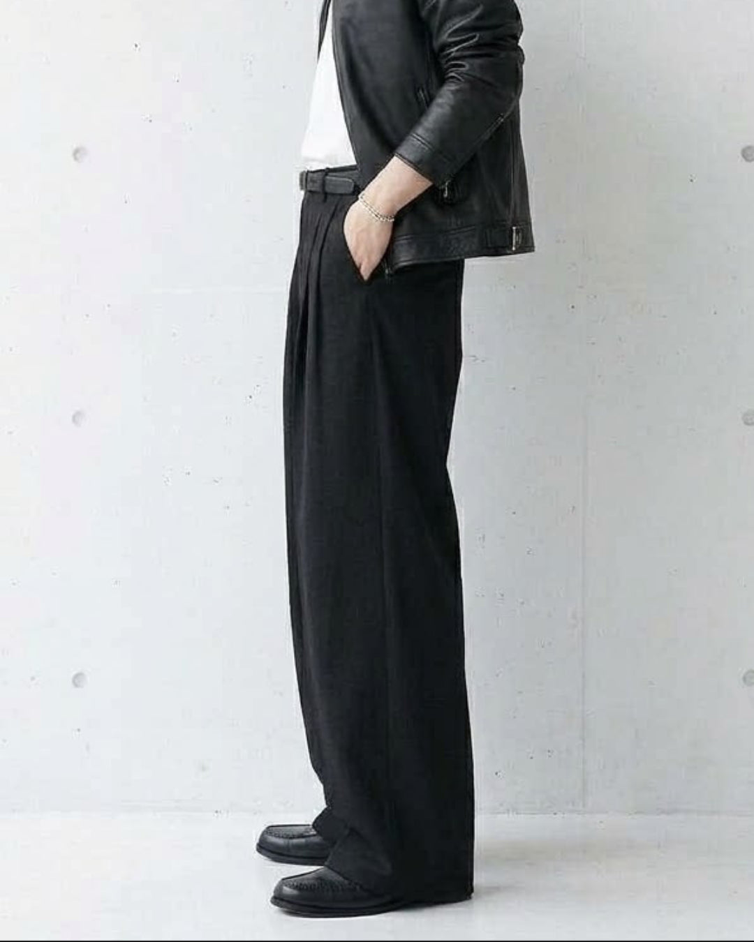 Pleated Wide Straight Leg Tailored Trousers｜BM-B-158