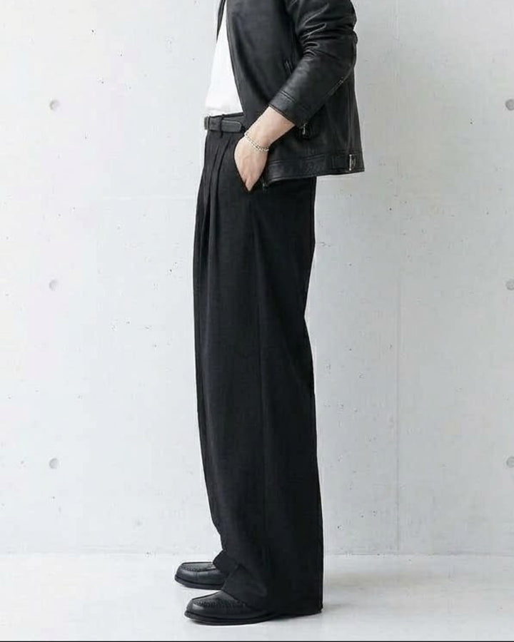 Pleated Wide Straight Leg Tailored Trousers｜BM-B-158