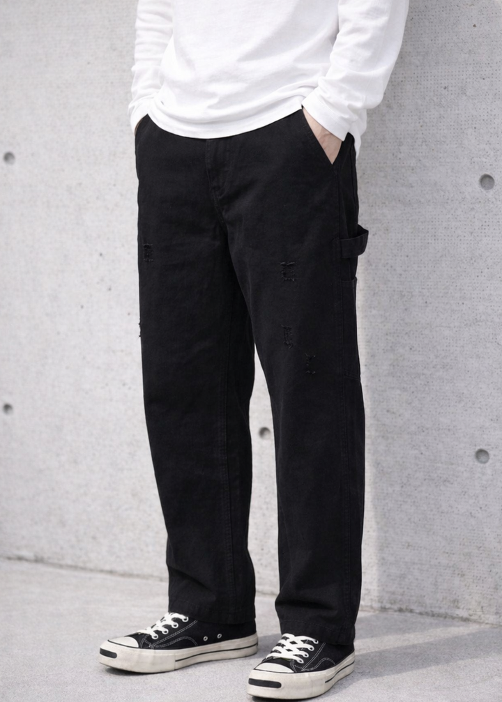 Vintage-Washed Pearl Canvas Work Pants｜BM-B-137