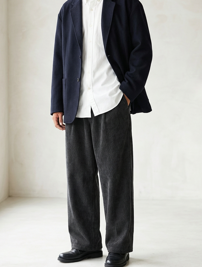 Chenille Drape Corduroy Smart Trousers｜BM-B-123