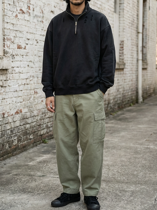 Washed Black Edition Half-Zip Hoodie｜BM-T-138