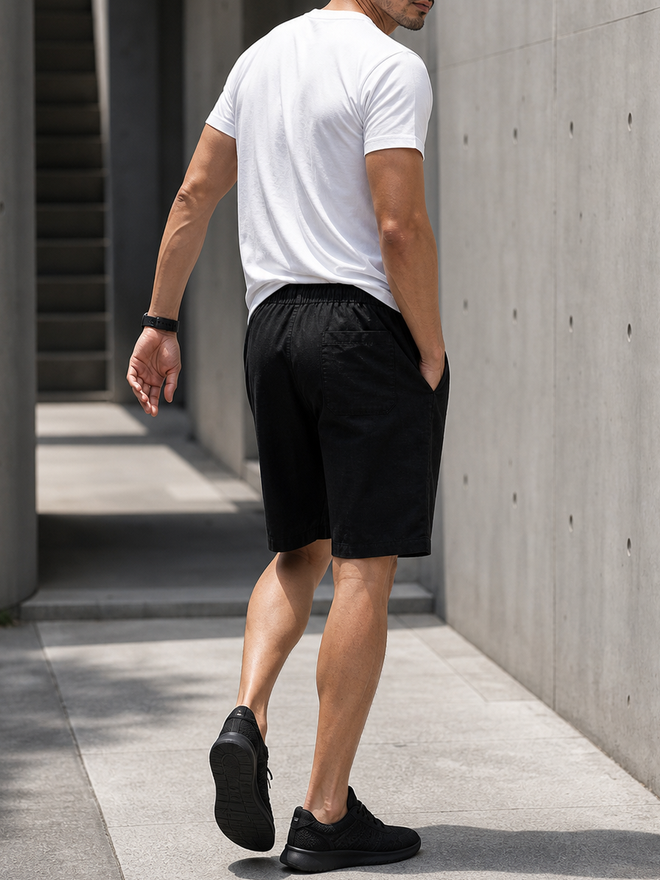 Relaxed Knee-Length Pure Linen Shorts｜BM-B-147