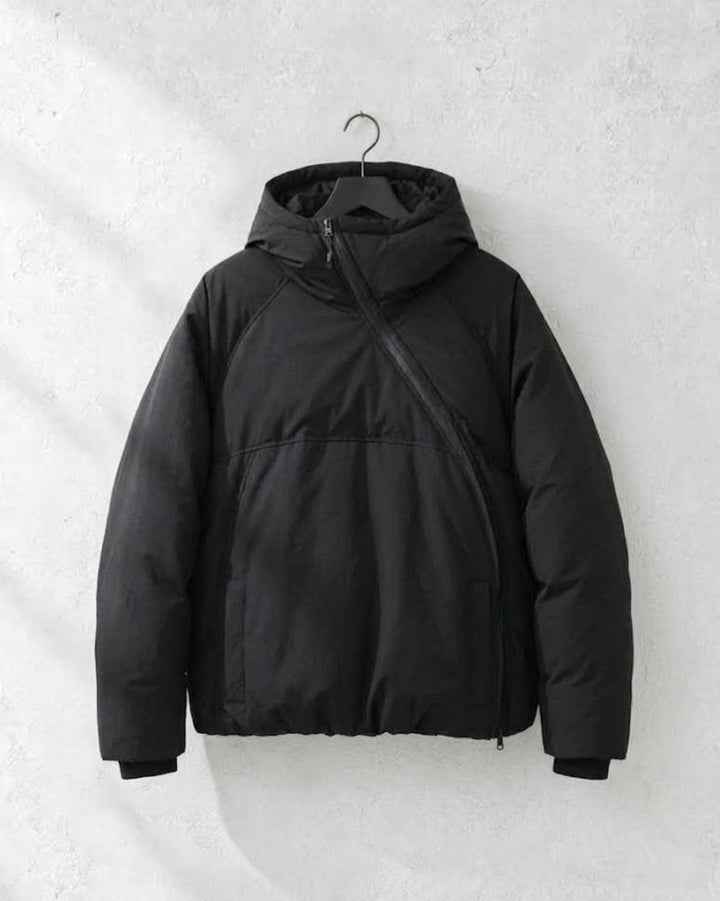 Diagonal Zip Hooded Padded Jacket｜BM-O-151