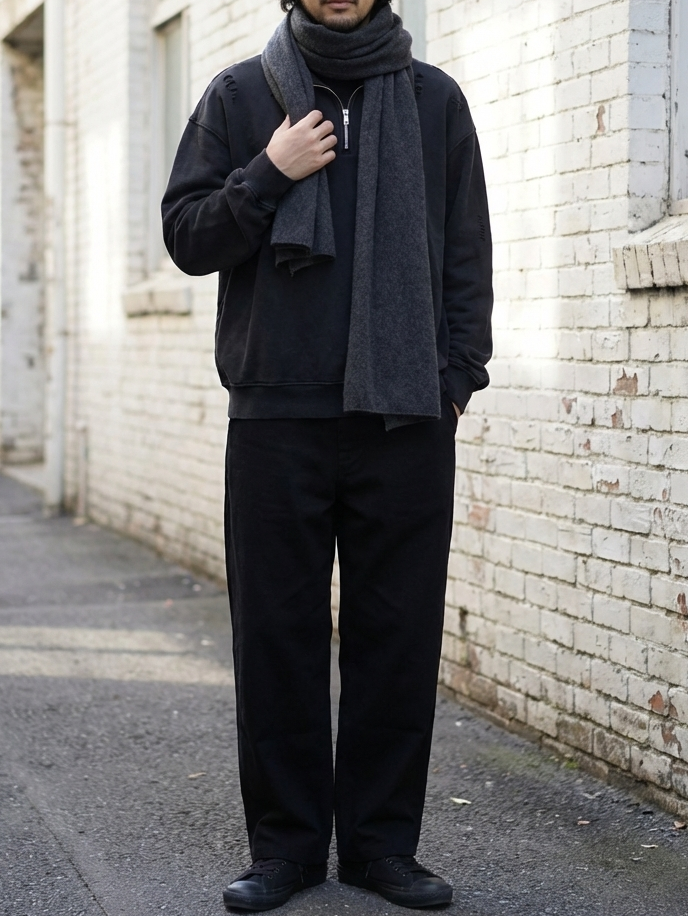 Washed Black Edition Half-Zip Hoodie｜BM-T-138