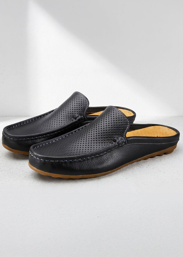 Noir Closed-Toe Mules Leather Sandals｜BM-SH-24 – BOZBRO